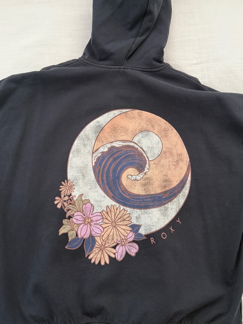 Roxy Black Fleece-Lined Zip Hoodie